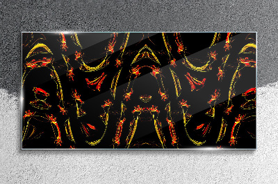 Glas foto Dynamische lijnen in rood en geel