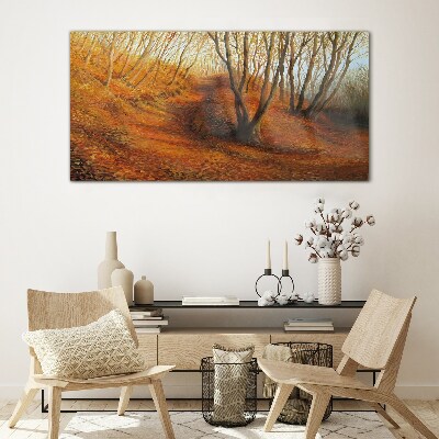 Schilderij op glas Gouden herfst in het bos