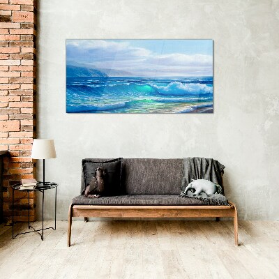 Schilderij op glas Kalme oceaan golven