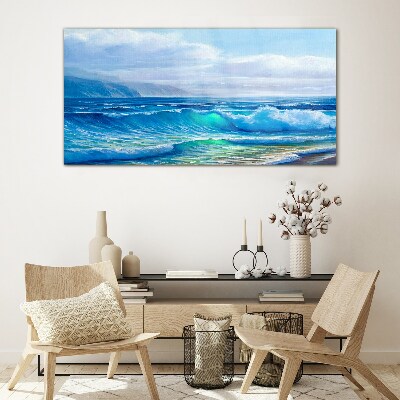 Schilderij op glas Kalme oceaan golven