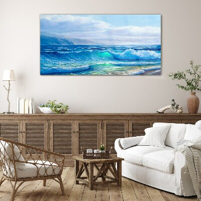 Schilderij op glas Kalme oceaan golven