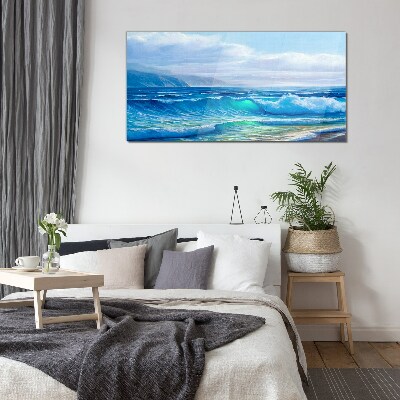 Schilderij op glas Kalme oceaan golven