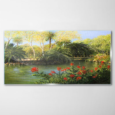 Foto op glas Tropisch landschap met een rivier