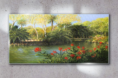 Foto op glas Tropisch landschap met een rivier