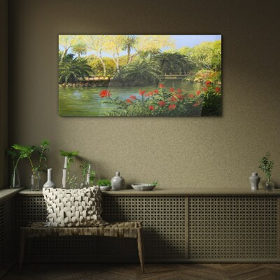 Foto op glas Tropisch landschap met een rivier