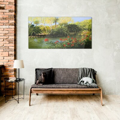 Foto op glas Tropisch landschap met een rivier