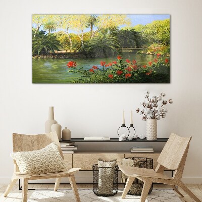 Foto op glas Tropisch landschap met een rivier