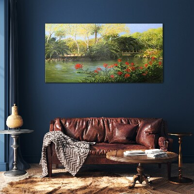 Foto op glas Tropisch landschap met een rivier