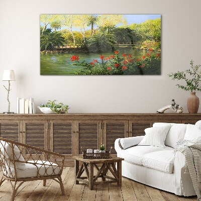 Foto op glas Tropisch landschap met een rivier