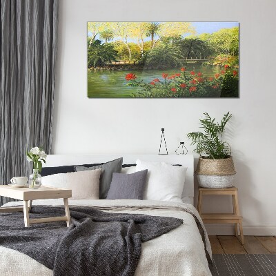 Foto op glas Tropisch landschap met een rivier