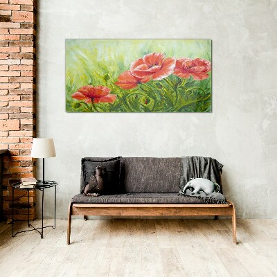 Foto op glas Bloemen in een lenteweide