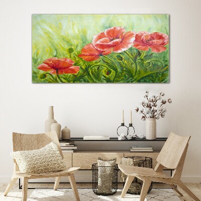 Foto op glas Bloemen in een lenteweide