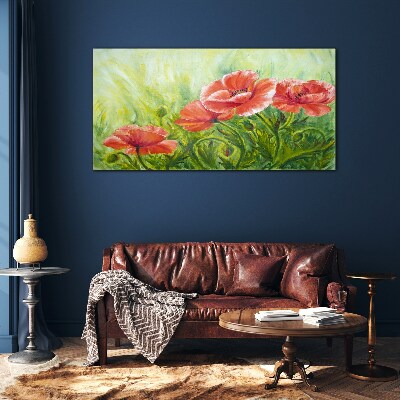 Foto op glas Bloemen in een lenteweide