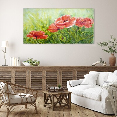 Foto op glas Bloemen in een lenteweide