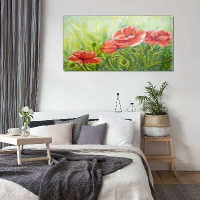 Foto op glas Bloemen in een lenteweide