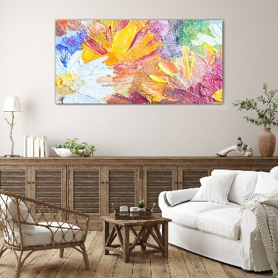 Glas foto Een kleurrijk boeket bloemen