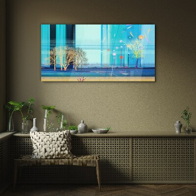 Glas foto Winterlandschap in blauw