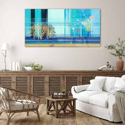 Glas foto Winterlandschap in blauw