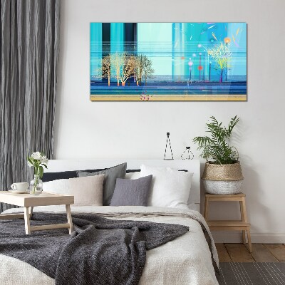 Glas foto Winterlandschap in blauw