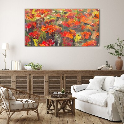 Glas foto Een bloemenlandschap in intense kleuren