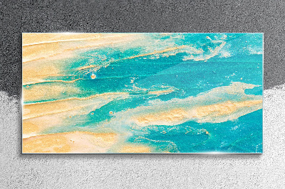 Foto op glas Oceaan golven op het zand