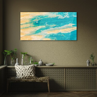 Foto op glas Oceaan golven op het zand