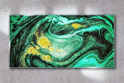 Foto op glas Gouden accenten op een groene achtergrond