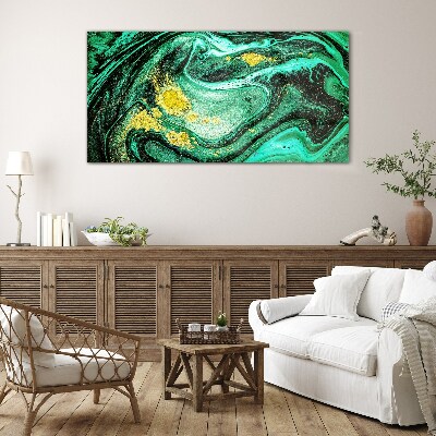 Foto op glas Gouden accenten op een groene achtergrond