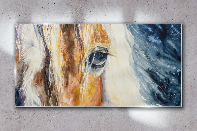 Glas foto Aquarelportret van een paard