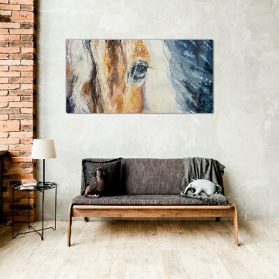 Glas foto Aquarelportret van een paard