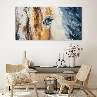 Glas foto Aquarelportret van een paard