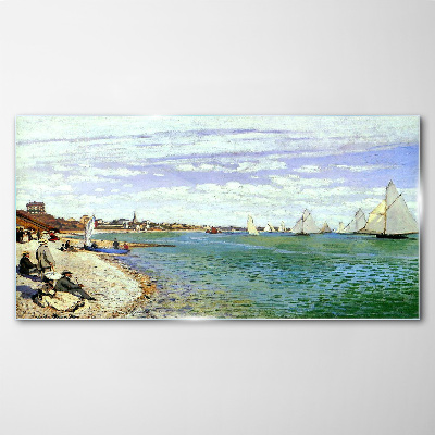 Schilderij op glas Zeegezicht met zeilboten