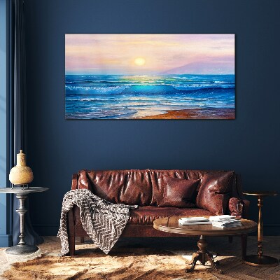 Foto op glas Een rustige ochtend aan de oceaan