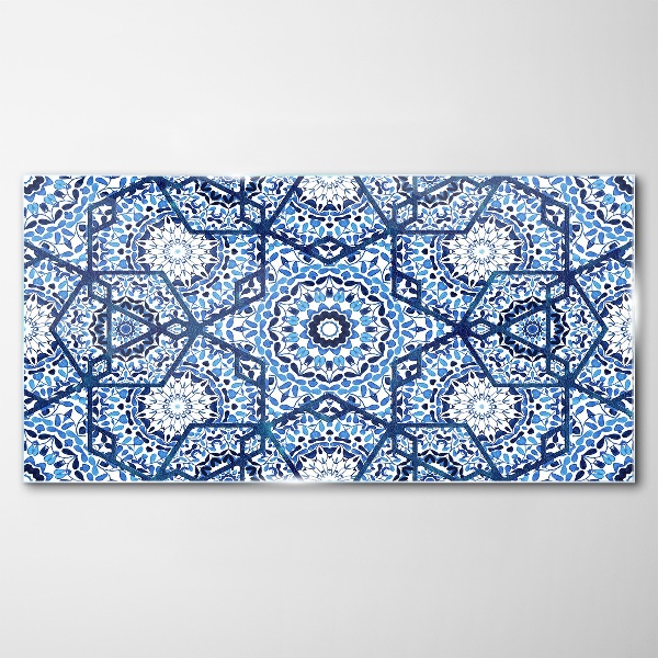 Glas foto Geometrische patronen in tinten blauw