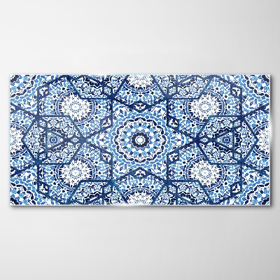 Glas foto Geometrische patronen in tinten blauw