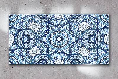 Glas foto Geometrische patronen in tinten blauw