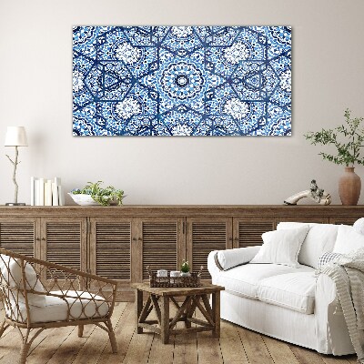 Glas foto Geometrische patronen in tinten blauw