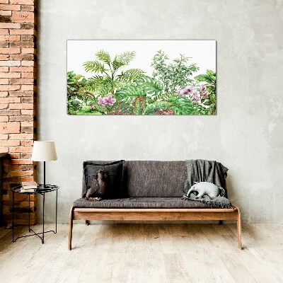 Schilderij op glas Een tropische oase van groen