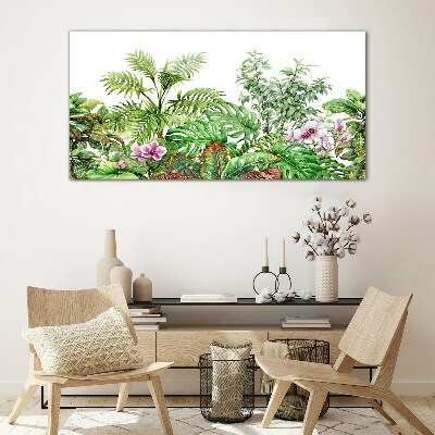 Schilderij op glas Een tropische oase van groen