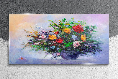 Foto op glas Lenteboeket bloemen