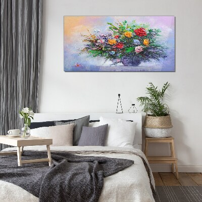 Foto op glas Lenteboeket bloemen