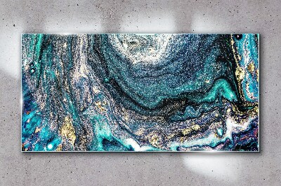 Foto op glas Kosmische golven in tinten blauw