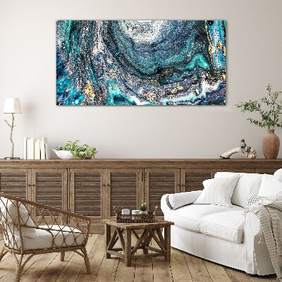 Foto op glas Kosmische golven in tinten blauw