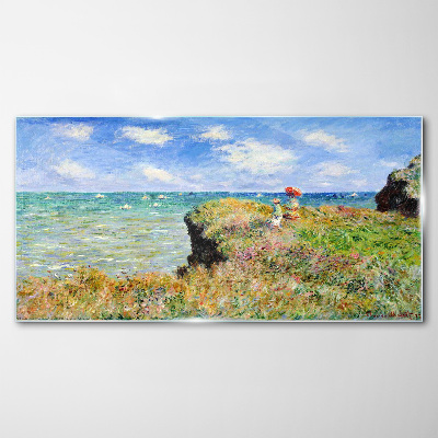 Foto op glas Klifwandeling bij Pourville Claude Monet