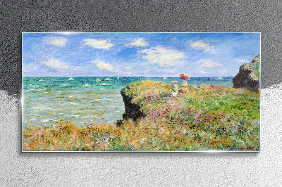 Foto op glas Klifwandeling bij Pourville Claude Monet