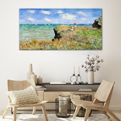 Foto op glas Klifwandeling bij Pourville Claude Monet