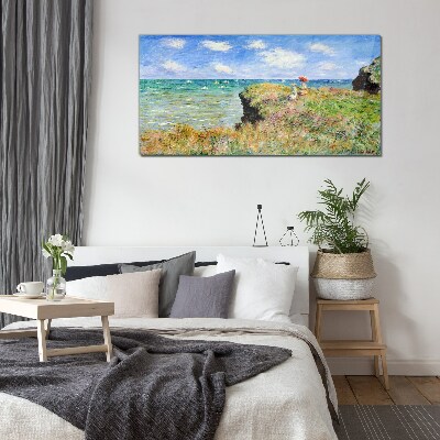 Foto op glas Klifwandeling bij Pourville Claude Monet