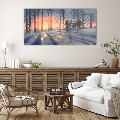 Schilderij op glas Wintermorgen in het bos