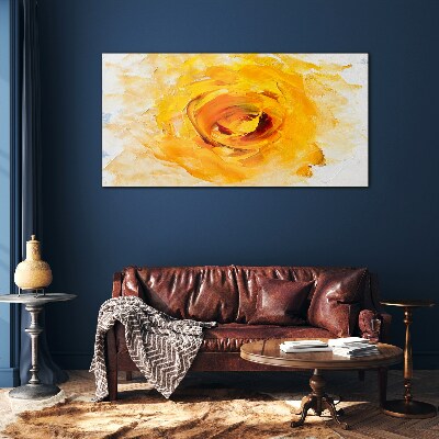 Glas foto Gele roos op een lichte achtergrond