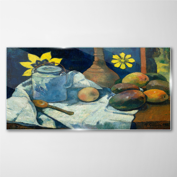 Foto op glas Stilleven met een bloem